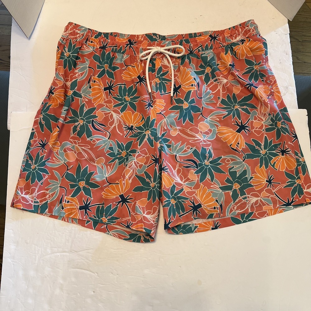 Goodfellow & Co. Men's XXL Floral Print Swim Shorts with Boxer Brief Liner 7"
